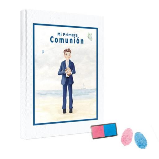 LIBRO NIÑO PLAYA PRIMERA COMUNIÓN FIRMAS, ALBÚM CON TINTA PARA HUELLAS