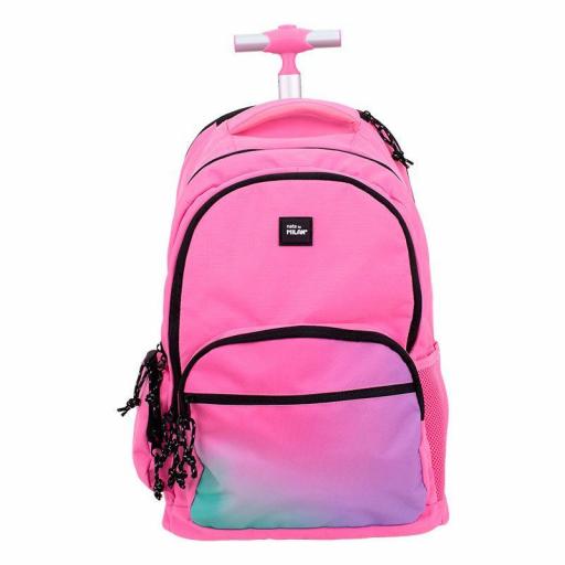 MOCHILA GRANDE ESCOLAR CON RUEDAS 25L MILAN SERIE SUNSET ROSA 6 CREMALLERAS [1]