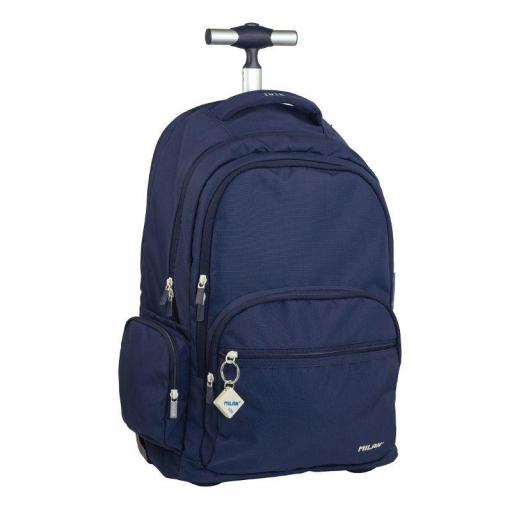 MOCHILA GRANDE ESCOLAR CON RUEDAS 25L MILAN SERIE 430 AZUL MARINO SINCE 1918 6 CREMALLERAS