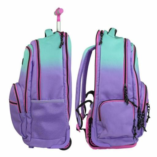 MOCHILA GRANDE ESCOLAR CON RUEDAS 25L MILAN SERIE SUNSET LILA 6 CREMALLERAS [5]