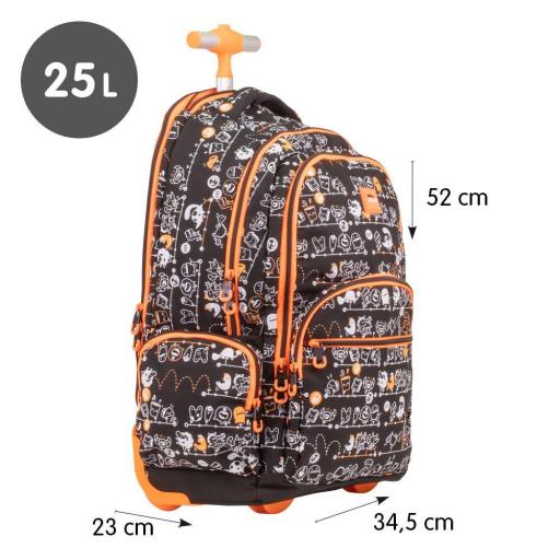 MOCHILA GRANDE ESCOLAR CON RUEDAS 25L MILAN SERIE ESPECIAL TANDEM NEGRO 6 CREMALLERAS [2]