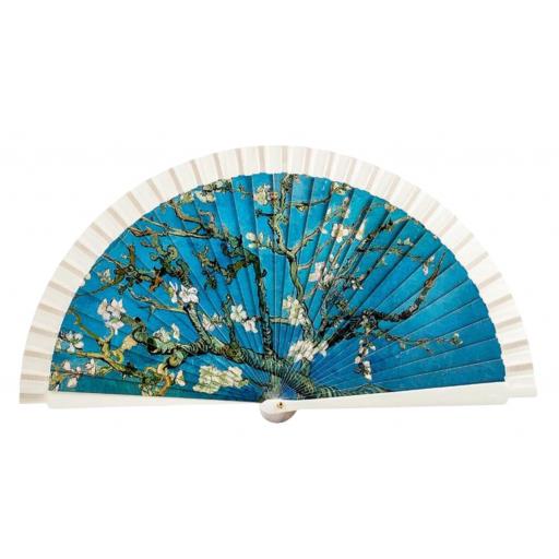 ABANICO DE MADERA Y TELA ALMENDRO EN FLOR "Vicent van Gogh" [0]