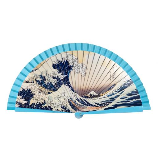 ABANICO DE MADERA Y TELA LA GRAN OLA "Katsushika Hokusai" [0]