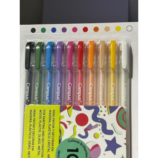 10 BOLÍGRAFOS/ROTULADORES ACRÍLICOS CAMPUS ACRYLIC. EFECTO 3D. PUNTA BOLIGRAFO [2]