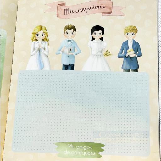 LIBRO DE FIRMAS Y ALBÚM DE FOTOS NIÑA TOPOS PRIMERA COMUNIÓN, CON AURICULARES INALÁMBRICOS DE REGALO [1]