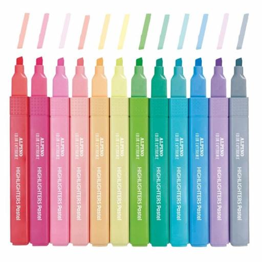 PACK 12 MARCADORES SUBRAYADORES FLUORESCENTES COLOR PASTEL ALPINO COLOR EXPERIENCE - HIGHLIGHTERS [1]