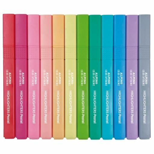PACK 12 MARCADORES SUBRAYADORES FLUORESCENTES COLOR PASTEL ALPINO COLOR EXPERIENCE - HIGHLIGHTERS [2]