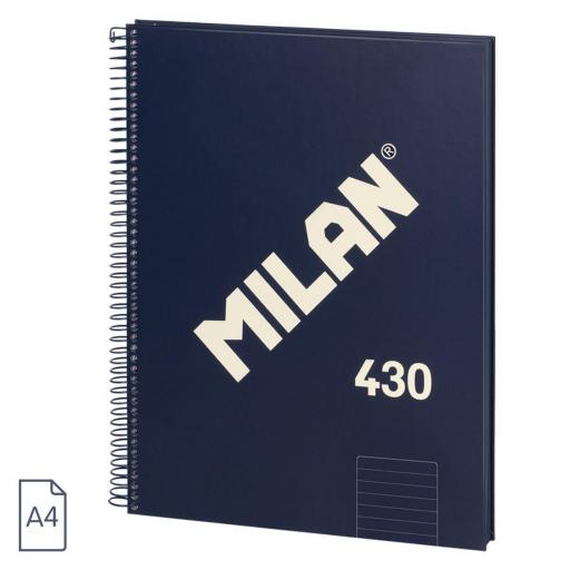 CUADERNO ESPIRAL MILAN AZUL, RAYA HORIZONTAL, A4, TAPA DURA, 80 HOJAS, 95 GR. SERIE 1918