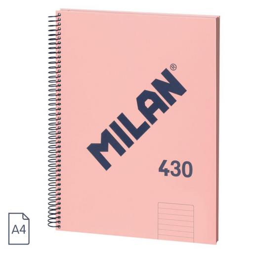 CUADERNO ESPIRAL MILAN ROSA, RAYA HORIZONTAL, A4, TAPA DURA, 80 HOJAS, 95 GR. SERIE 1918