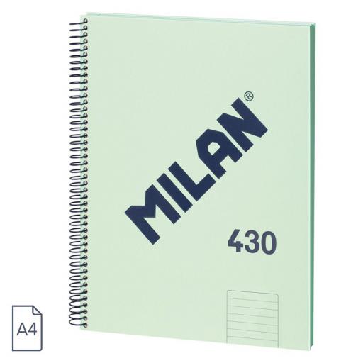 CUADERNO ESPIRAL MILAN VERDE, RAYA HORIZONTAL, A4, TAPA DURA, 80 HOJAS, 95 GR. SERIE 1918