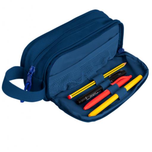 ESTUCHE OXFORD AZUL MARINOB-SMART PORTATODO ESCOLAR 3 CREMALLERAS. 3 COMPARTIMENTOS