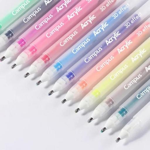 10 BOLÍGRAFOS/ROTULADORES ACRÍLICOS CAMPUS ACRYLIC. EFECTO 3D. PUNTA BOLIGRAFO [1]