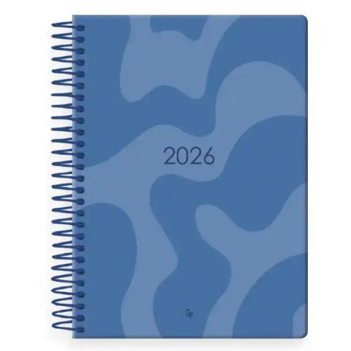 AGENDA AÑO SYROS AZUL 2026 DÍA PAGINA A5 ESPIRAL