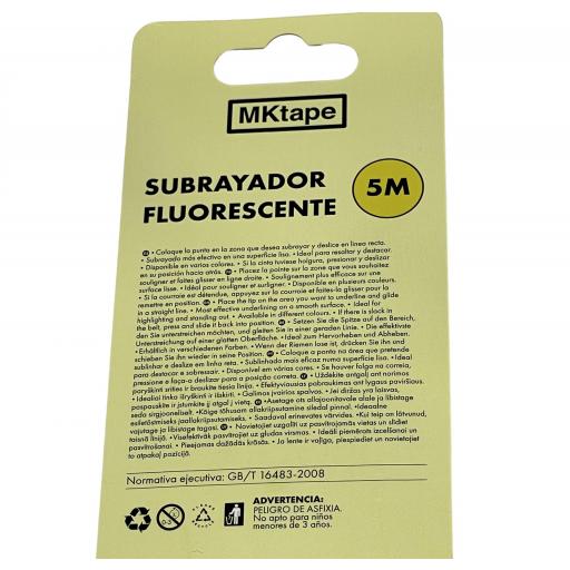 SUBRAYADOR FLUORESCENTE RETRÁCTIL EN CINTA 5 mts. [3]