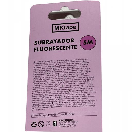 SUBRAYADOR FLUORESCENTE RETRÁCTIL EN CINTA 5 mts. [4]