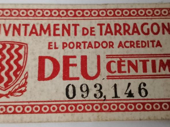 BILLETE AJVNTAMENT DE TARRAGONA DEU CENTIMS - 10 CENTIMS - 093146 -