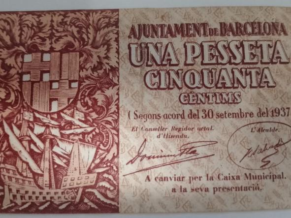 BILLETE AYUNTAMENT DE BARCELONA - 1 PESETA -  [1]