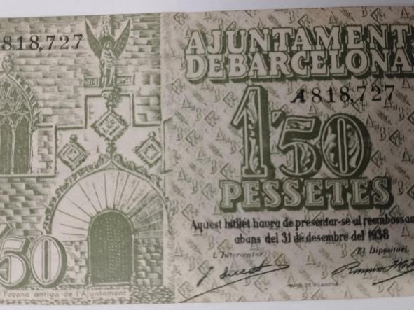 BILLETE AYUNTAMENT DE BARCELONA 1,50 PESETAS 1937 - [1]