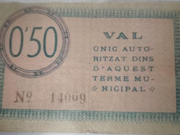 BILLETE AYUNTAMIENTO DE SÚRIA - 0,50 CENTS  [1]