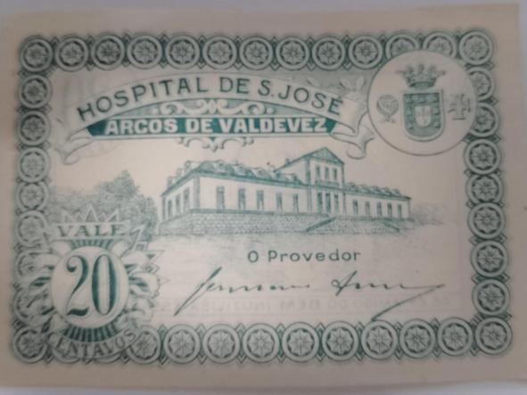 BILLETE HOSPITAL DE S. JOSE ARCOS DE VALDEVEZ - 20 CENTAVOS -