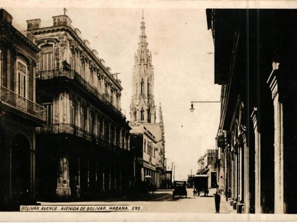 CUBA HABANA AVENIDA DE BOLIVAR RARA POSTAL FOTOGRÁFICA AÑO 1921