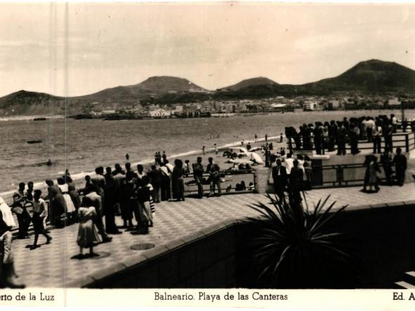 FOTO POSTAL PUERTO DE LA LUZ, GRAN CANARIA, N. 92,BALNEARIO, PLAYA DE LAS CANTERAS, ED. ARRIBAS