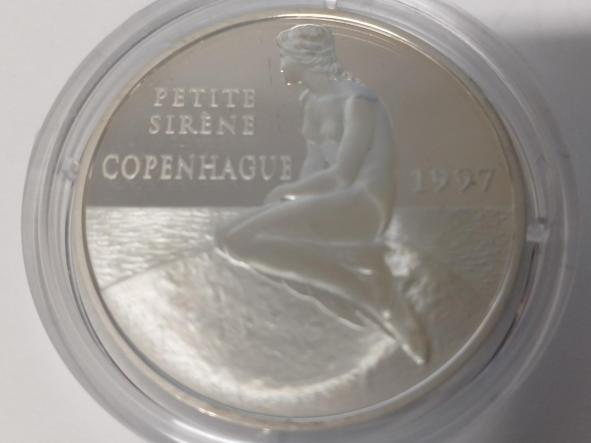  Moneda Francia  Petite Sirene Copenhage  100 Francs 15 Ecus, 1997 Plata