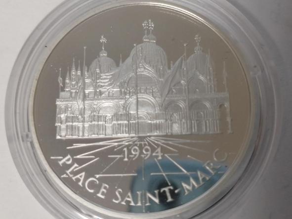 Moneda Francia Place Saint-Marc 100 Francs 15 Ecus, 1994 -  Plata