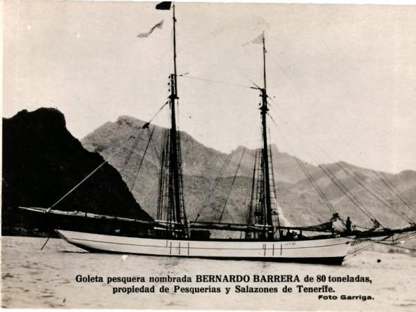 ANTIGUA FOTO DE LA GOLETA PESQUERA BERNARDO BARRERA - EMPRESA PESQUERIAS Y SALAZONES DE TENERIFE S.A. - CANARIAS
