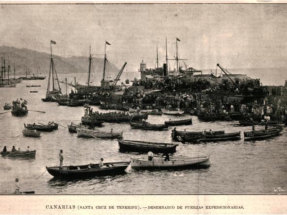 1898 - Canarias - Santa Cruz de Tenerife - Desembarco fuerzas expedicionarias - Ilustracion Española