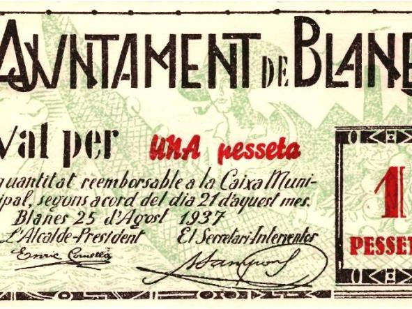 BILLETE LOCAL - AJUNTAMENT DE BLANES UNA PESSETA [0]