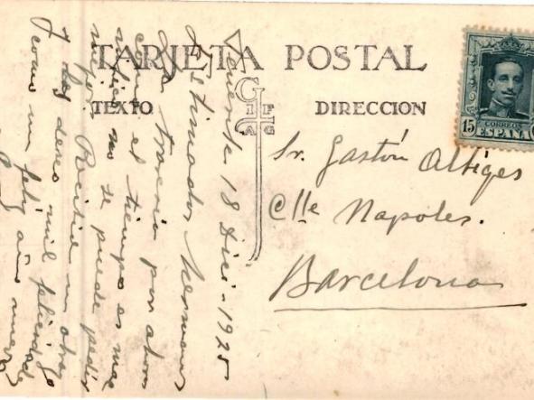 1926 , CANARIAS , TARJETA POSTAL CIRCULADA , TENERIFE , CAMEL AND DRIVER [1]