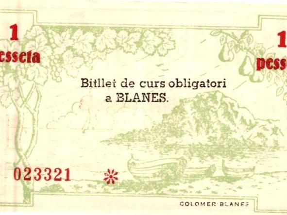 BILLETE LOCAL - AJUNTAMENT DE BLANES UNA PESSETA [1]