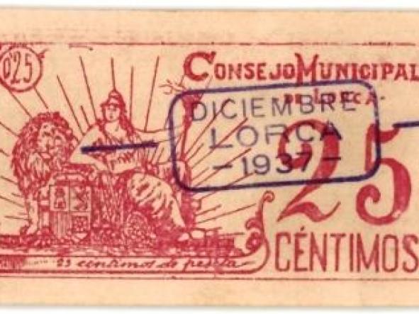 BILLETE CONSEJO MUNICIPAL DE LORCA 25 CENTIMOS 