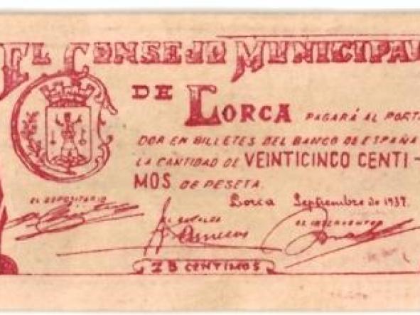 BILLETE CONSEJO MUNICIPAL DE LORCA 25 CENTIMOS  [1]