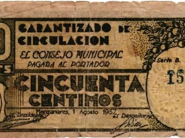 CONSEJO MUNCIPAL DE MAZANARES - 50 CTS - SERIE B - 15153 - 1937 - 