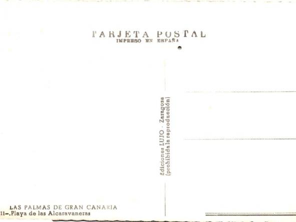 TARJETA POSTAL PLAYA DE LAS ALCARAVANERAS - LAS PALMAS DE GRAN CANARIA - 111 - EDICIONES LUJO -  [1]