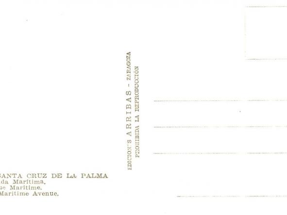 TARJETA POSTAL AVENIDA MARITIMA - SANTA CRUZ DE LA PALMA - Nº 25 - EDICIONES ARRIBAS - ZARAGOZA -  [1]