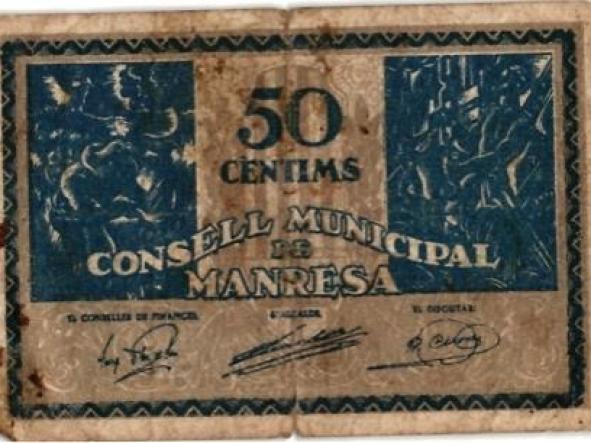 CONSELL MUNICIPAL DE MANRESA - 50 CENTIMS - Nº 000509 - SERIE A -  [0]