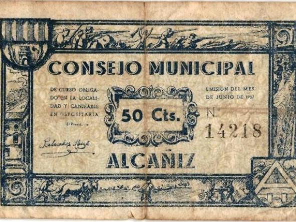 CONSEJO  MUNICIPAL ALCAÑIZ - 50 CTS - Nº 14218 - 1937 - [1]