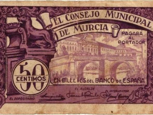 BILLETE EL CONSEJO MUNICIPAL DE MURCIA - 50 CTS - 