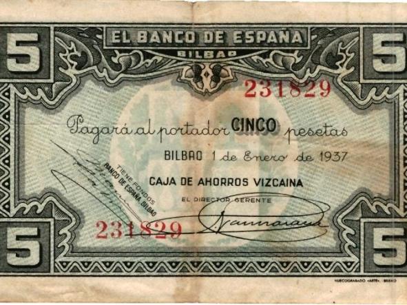 BILLETE BANCO DE ESPAÑA - BILBAO - 5 PESETAS - [0]