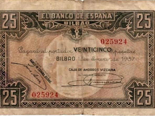 BILLETE BANCO DE ESPAÑA - BILBAO - 25 PESETAS -  [1]