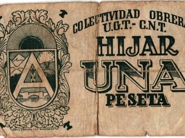 COLECTIVIDAD OBRERA U.G.T. - C.N.T. - HIJAR - UNA PESETA - Nº 4238 -  [1]