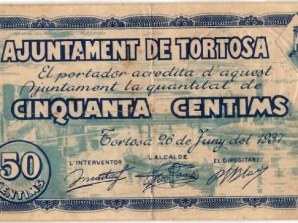 AJUNTAMENT DE TORTOSA - CINQUANTA CENTIMS - 50 CTS  - Nº 60269 - 1937 -  [0]