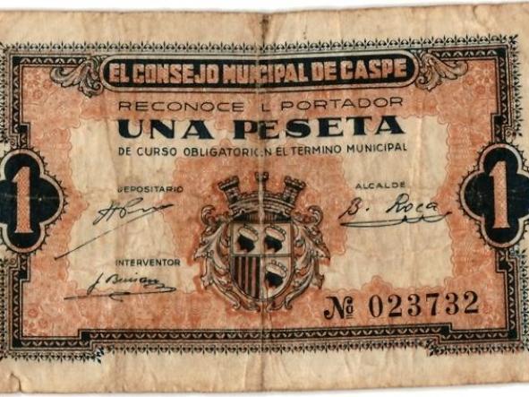 EL CONSEJO MUNICIPAL  DE CASPE - UNA PESETA - Nº 023732 -  [0]