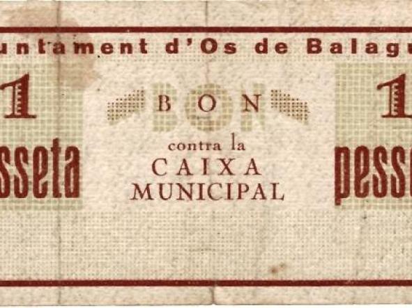 AJUNTAMENT D ´OS DE BALAGUER - 1 PESETA - Nº 1509 - 