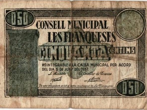 CONSELL MUNICIPAL LES FRANQUESES - CINQUANTA CENTIMS - Nº 2361 - 0,50 PESSETA - 1937 - 