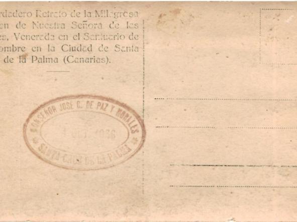 TARJETA POSTAL RETRATO DE MILAGROSA IMAGEN DE NUESTRA SEÑORA DE LAS NIEVES  [1]