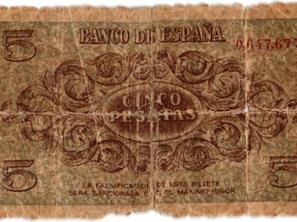 BANCO DE ESPAÑA - CINCO PESETAS - Nº 0647677 - 1936 - [1]